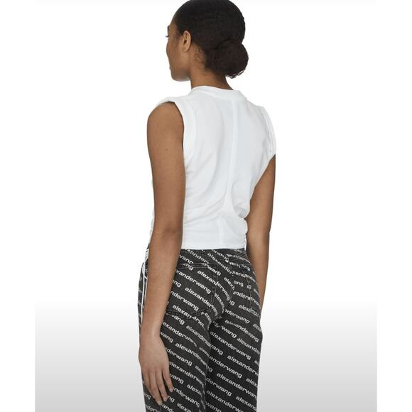 T by Alexander Wang Wash & Go Side Tie Crop Top Tee Gray Women's Size Medium - Picture 10 of 10